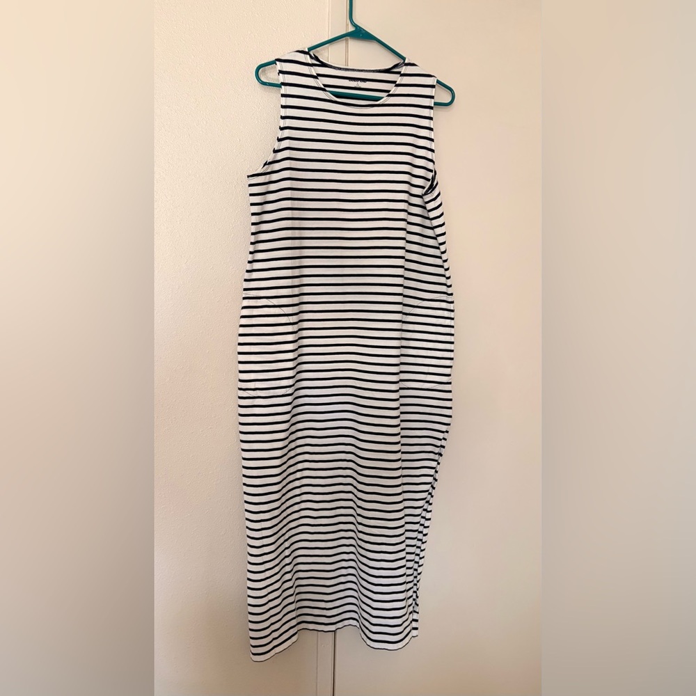 Lands' End Sailor Striped Long Dress Size L 14-16 W/ Pockets & SideSlits - Picture 4 of 8